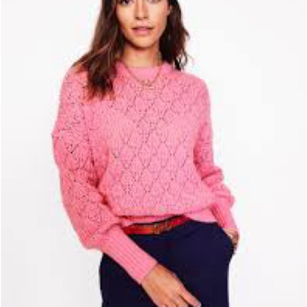 Boden Chunky Pointelle Jumper / Sweater - Old Rose Pink